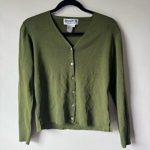 Joseph A Olive Green Button Up Sweater